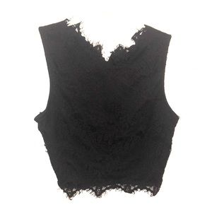 Black Lace Overlay Crop Top